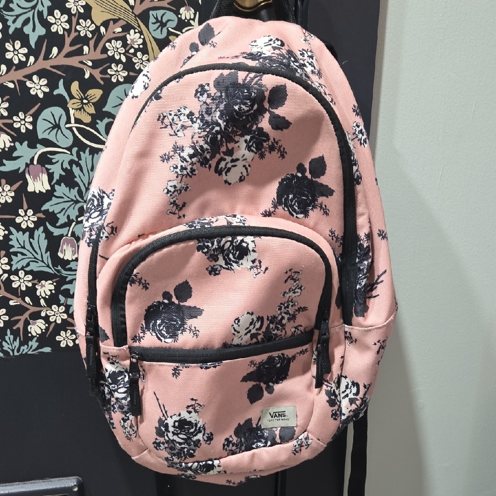 Vans Black and Pink Floral Women's Backpack
